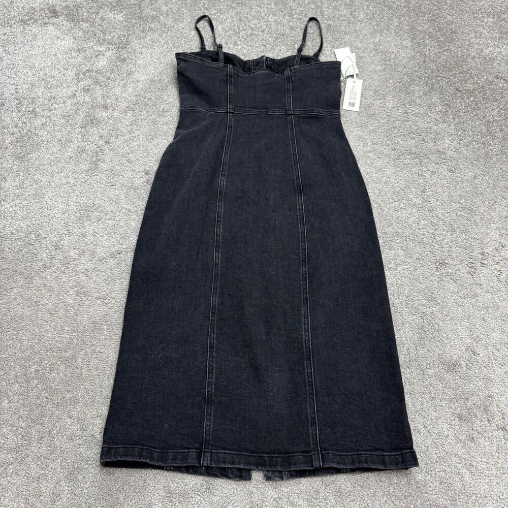 Denim Forum Aritzia Eyeliner Traceur Yeux Noir Midi Dress Womens Small Black NWT - Picture 2 of 16